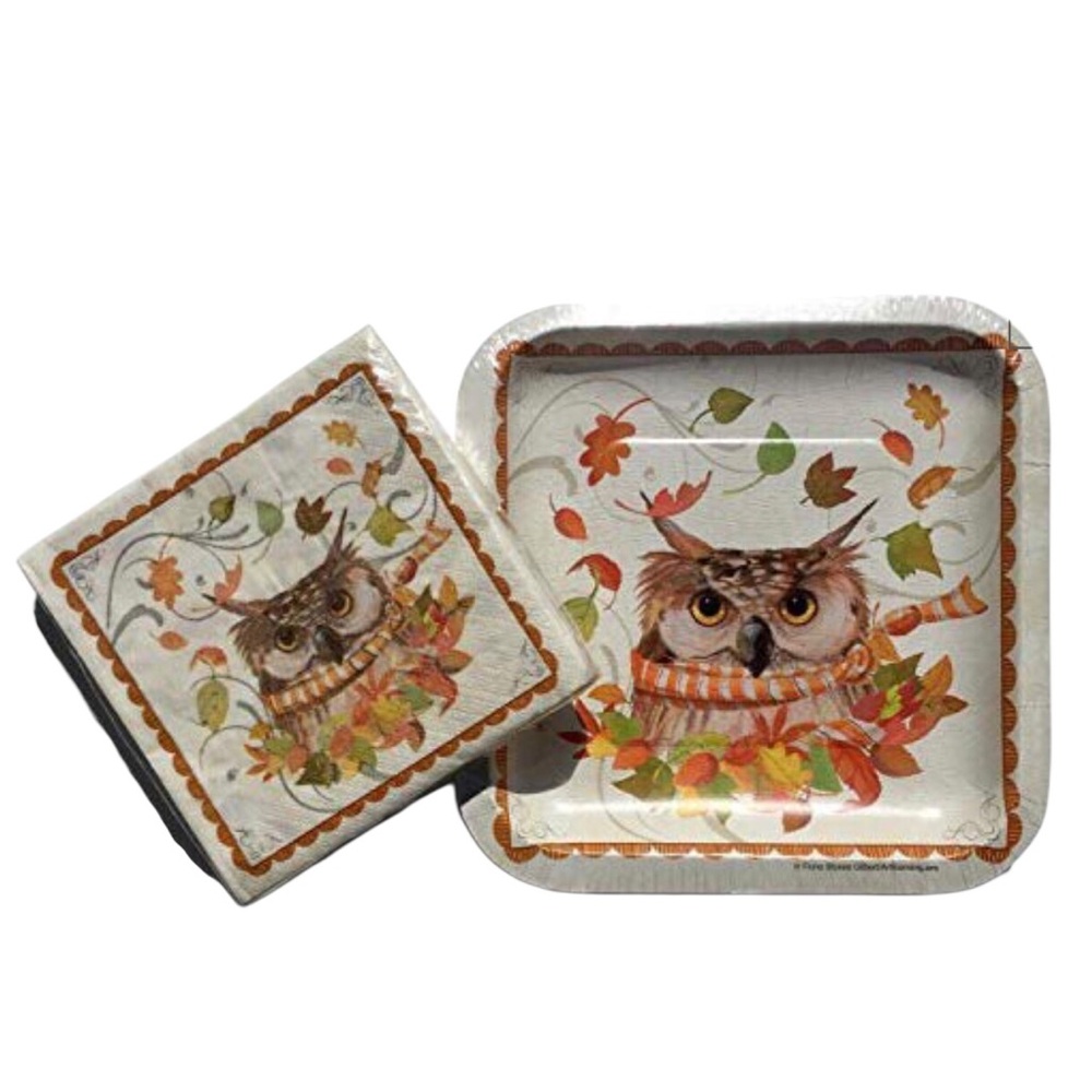 Owl Woodland Animal Plates and Napkins Bundle
